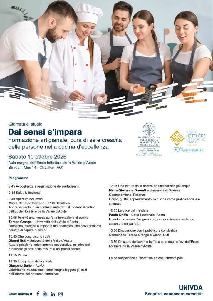 “Dai sensi s’impara Formazione artigianale, cura di sé e crescita delle persone nella cucina d’eccellenza”